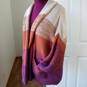 Olivia Sky Horizontal Ombre Colorblock Sweater 3X shawl collar pockets shrug